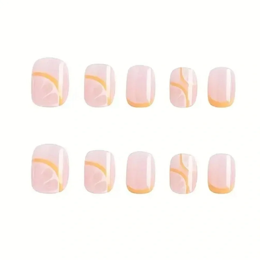 Summer lemon yellow French tip press on nails reusable 24 pcs short length NWT - Picture 13 of 15